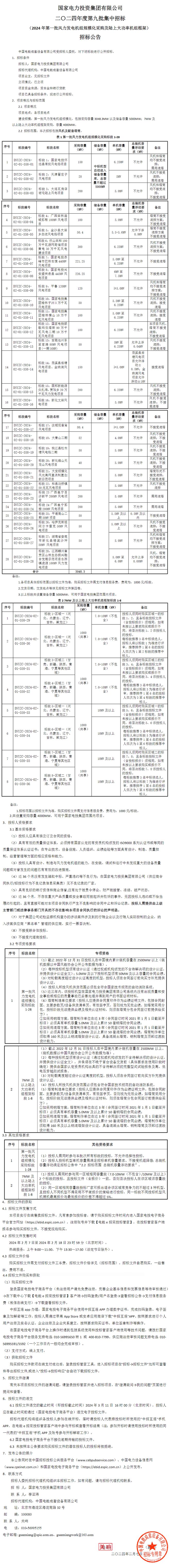 12GW！国家电投启动2024年首批风机招标！Kaiyun网址 开云(图1)